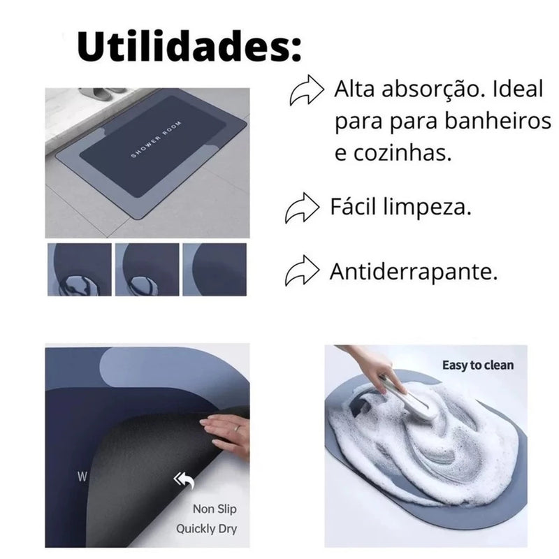 Tapetes de Veludo Antiderrapante Banheiro - Bella Sec